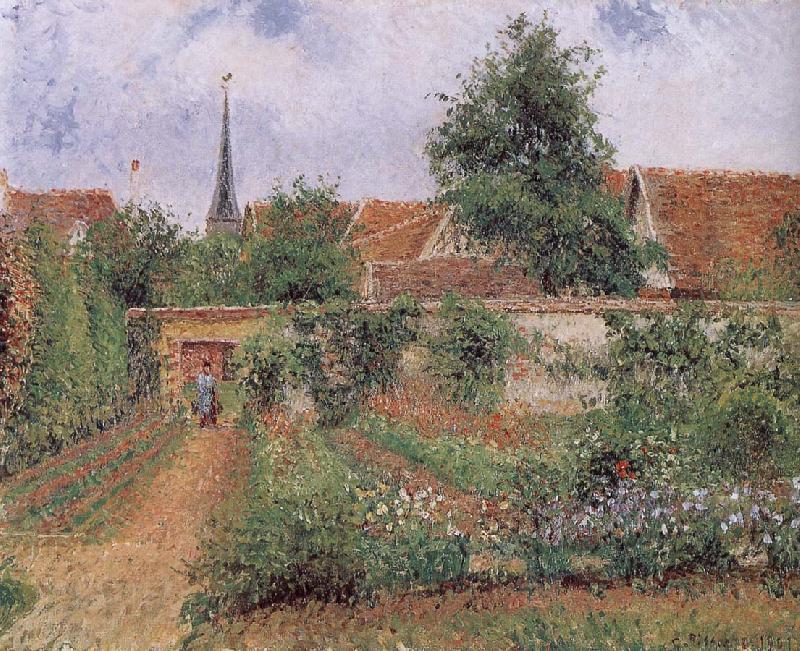 Camille Pissarro gardens of the early morning oil painting picture